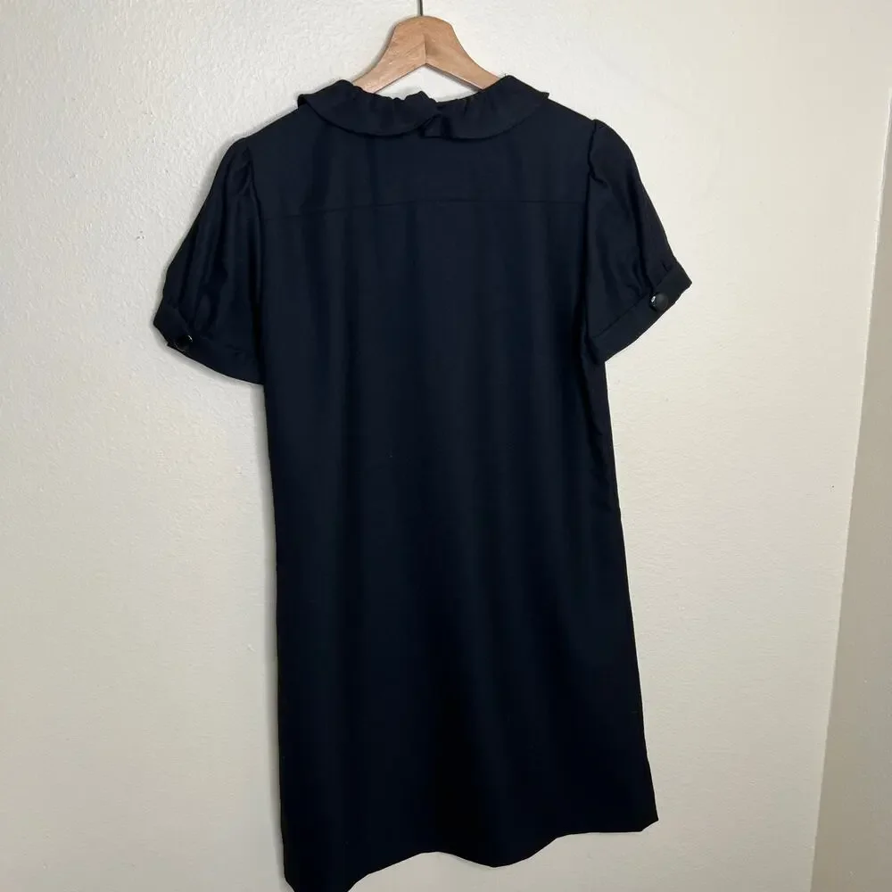 J. Crew Black Wool Blend Ruffle Collar Dress 4